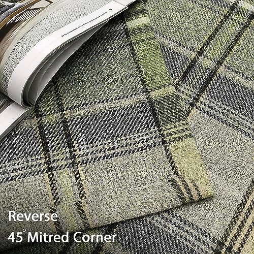 always4u Woolen Look Plaid Curtains Modern Window Panels Green Check