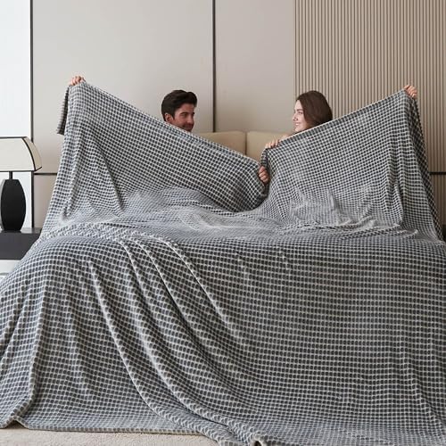 Oversized King Fleece Blanket 120x120 Inches, Seamless Soft Cozy 3D