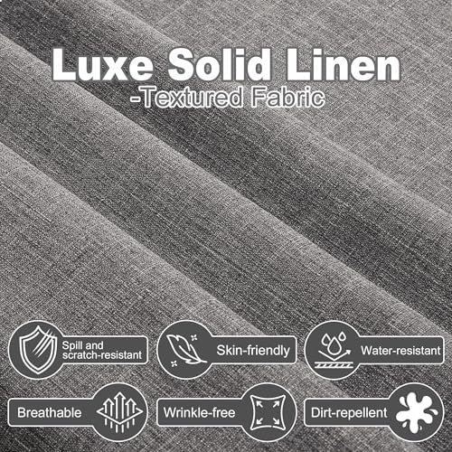Grey Tablecloth, Faux Linen Water-Resistant Table Cover