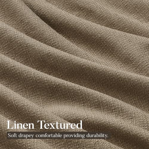 Camel Brown Blackout Linen Grommet Curtains 52x84 Inch Long 2 Panels
