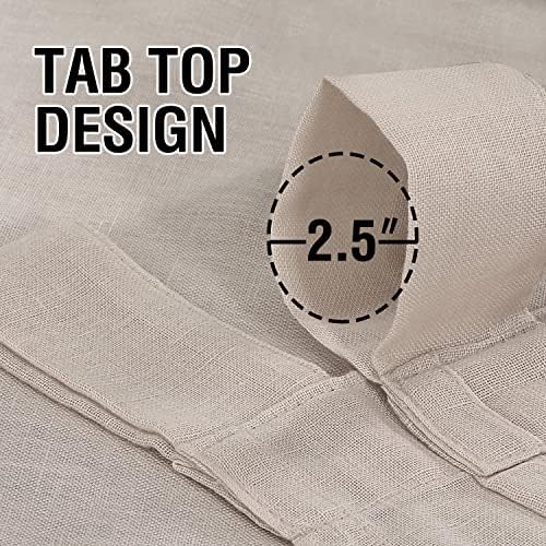 2 Pack Linen Elegant Curtains 63 Inches Long 7 Tab Top Breathable and