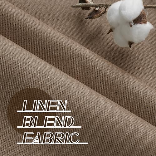 Full Blackout Taupe Linen Curtains 95 Inch Length 2 Panels