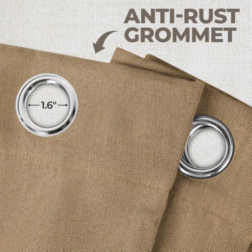 Superior Linen Textured Blackout Curtain Set of 2, Thermal Insulated