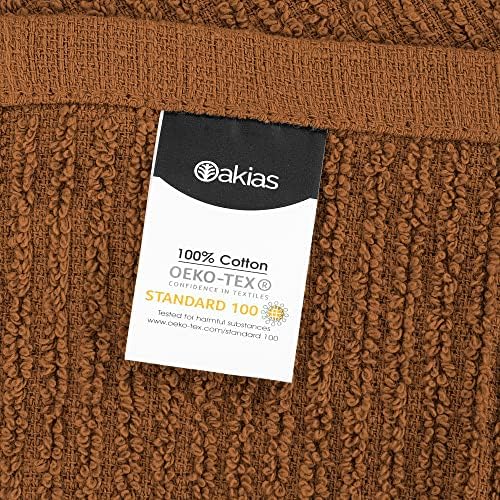 Oakias 100% Cotton Ribbed Terry Bar Mop Towels – 12 Pack – White &