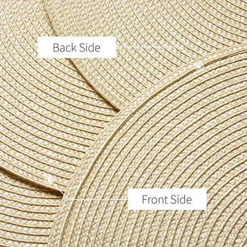 AHHFSMEI Round Braided Placemats Set of 8 15 Inch Beige Table Mats