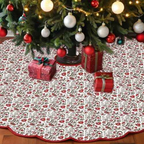 MiniInflat 60" Red Floral Christmas Tree Skirt