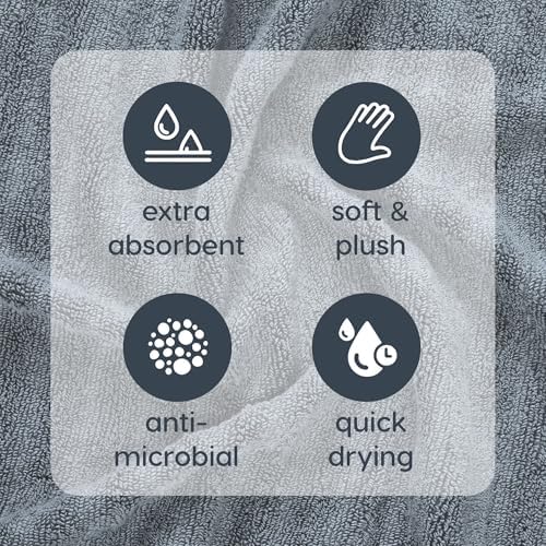 Performance Cotton 6-Piece Bath Towel Set in Textured Grey