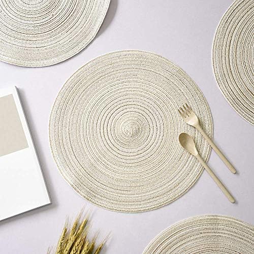 Round Woven Placemats Thermal Insulation Dining Table Round Cotton