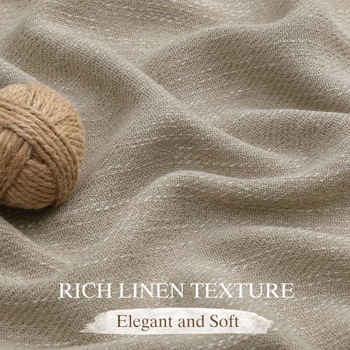 OWENIE Extra Linen Curtains for Bedroom Living Room 120 Inches Long 2