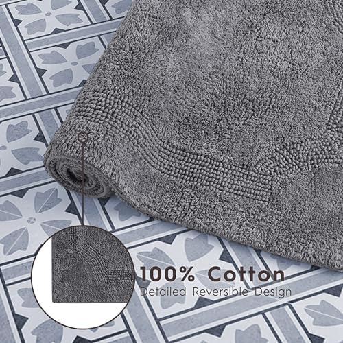 Laura Ashley - Reversible Cotton Bath Mat, Premium Bathroom Décor