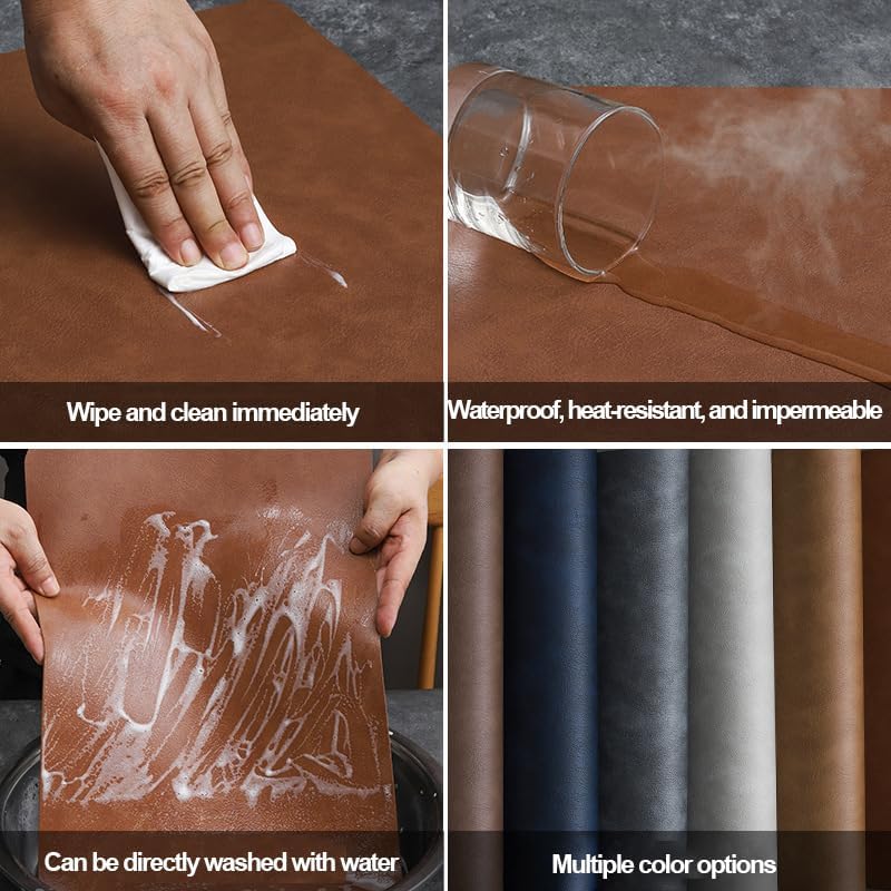 Leather Washable Placemats, Thick Faux Leather Heat Resistant