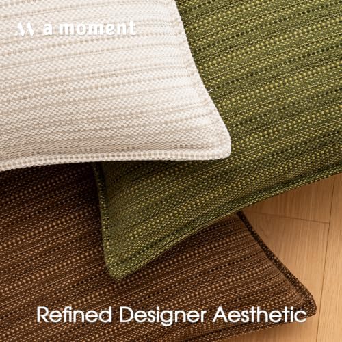 a moment Olive Green Designer Textured Throw Pillow Covers 22x22 Set
