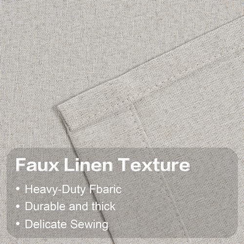 Beige 100% Blackout Linen Curtains 120 Inches Extra Long Ceiling to