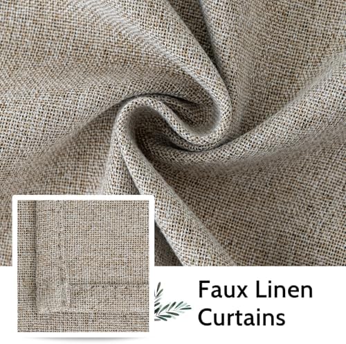 SimpleHome 100% Blackout Linen Natural Living Room Curtains 52W x 84L
