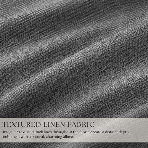 TWODRAPES Charcoal Grey Pleated Thick Linen Blackout Curtains