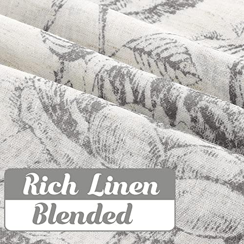 H.VERSAILTEX Boho Floral Linen Curtains, Semi Sheer Light Filtering