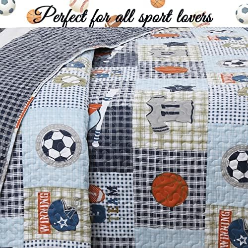 Cozy Line Home Fashions Blue Sports Baseball Basketball Soccer Ball