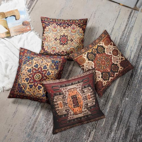 Emvency Throw Pillow Covers Set of 4, 18 x 18 Inch, Carpet Red