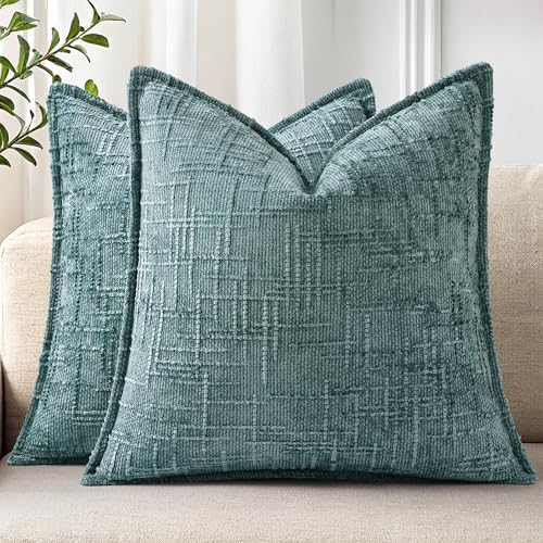 decorUhome Chenille Decorative Throw Pillow Covers 20x20 Set of 2