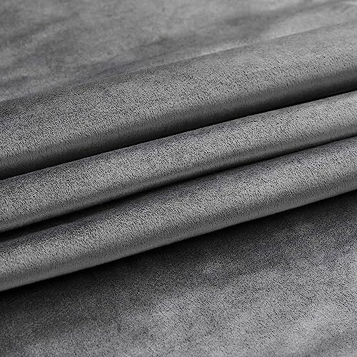 PRIMROSE Dark Grey Velvet Curtains 120 inch Long for Living Room,Set