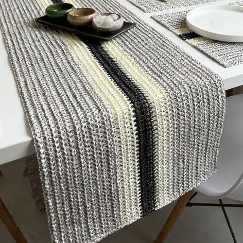 Boho Jute Table Runner 12 x 83 Inch Handwoven Table Runner for Dining