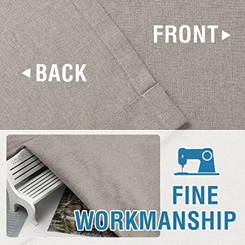 Grommet Curtains Faux Linen for Bedroom 2 Panels, 84 inches Long Room