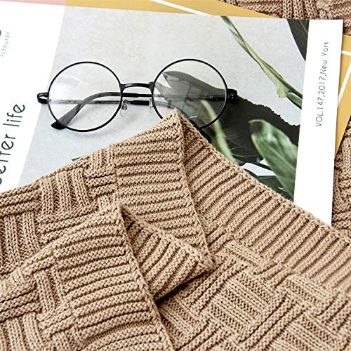 Khaki Cotton Knit Throw Blanket for Couch Sofa Bed - Home Decorative