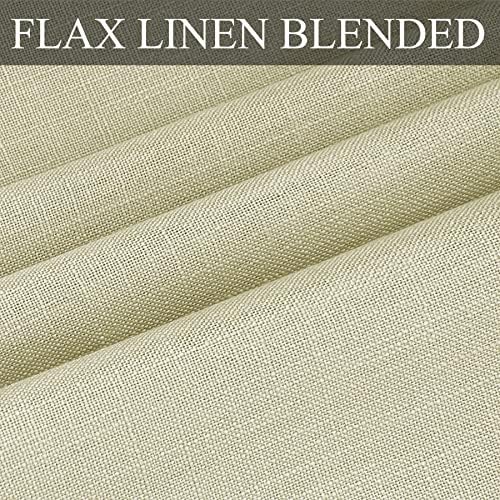 Fcosie Beige Linen Drapes 120 Inches Long Grommet Top Curtain Panel