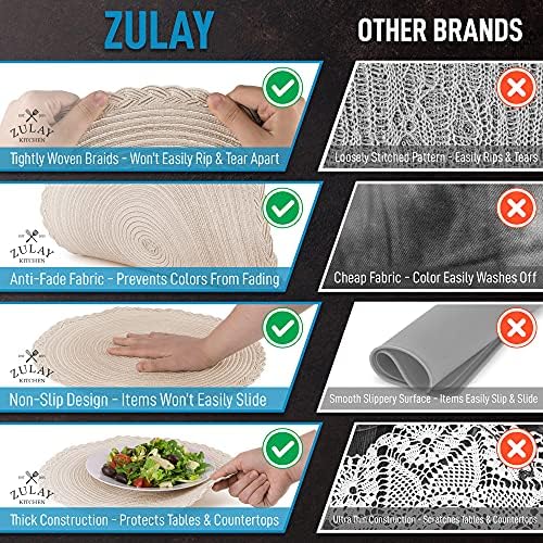 Zulay Kitchen 15 Inch Round Placemats for Dining Table Set of 6