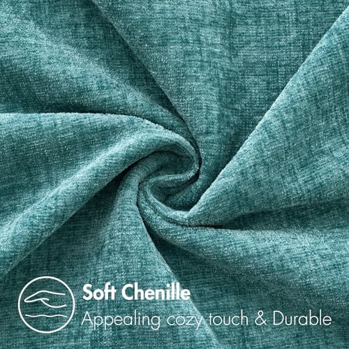 MIULEE Soft Chenille Throw Pillow Covers Teal 20x20 Inch Pack of 2