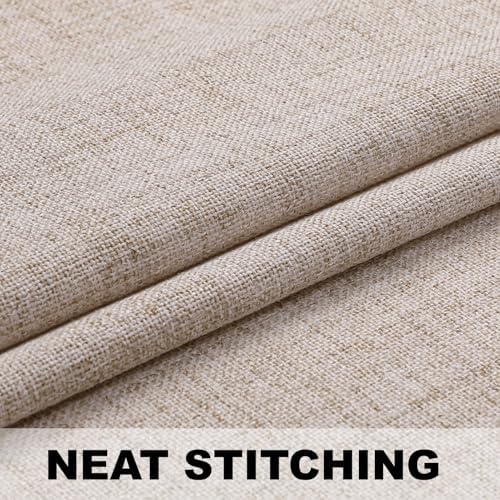 Flyfun Lightweight Linen Curtains 63 Inch Long 2 Panels - Semi Sheer