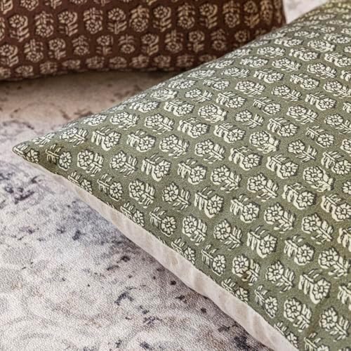 Foindtower Decorative Floral Print Throw Pillow Covers 22×22 Sage