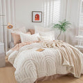 3-Pcs Queen tufted duvet cover, ivory boho bedding set, dorm duvet