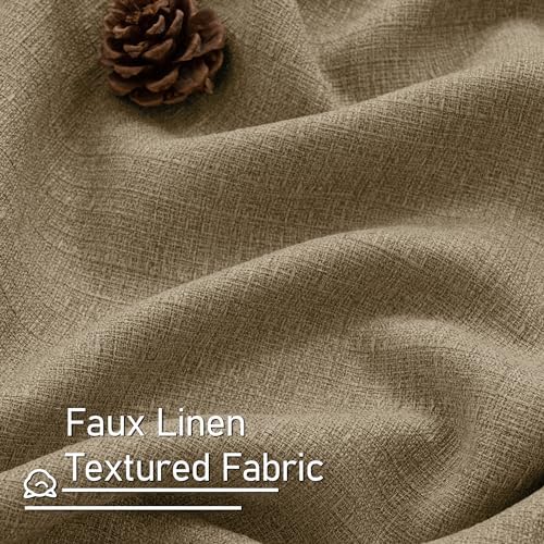 LAMIT Linen Textured Curtains for Living Room 95 inches Long, Tan