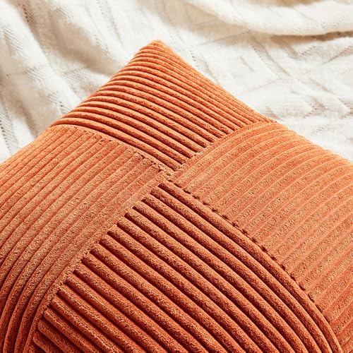 Fancy Homi Set of 2 Burnt Orange Decorative Throw Pillow Covers 22x22