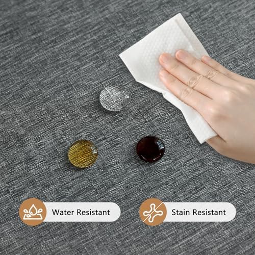 Seenus Faux Linen Gray 54 x 54 Inch Square Table Cloth, Water