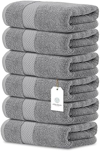 White Classic Luxury Light Gray Hand Towels - 16x30, Turkish Cotton