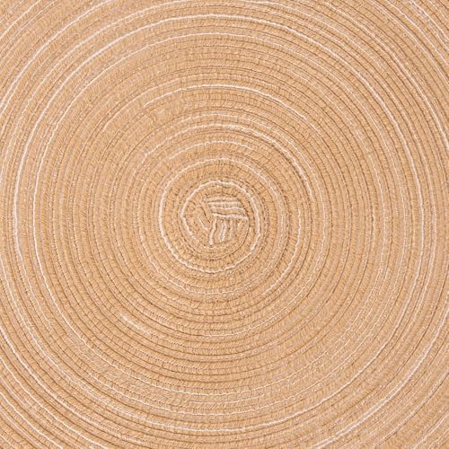 vctops Set of 6 Beige Round Placemats 12 inch Boho Braided Place Mats