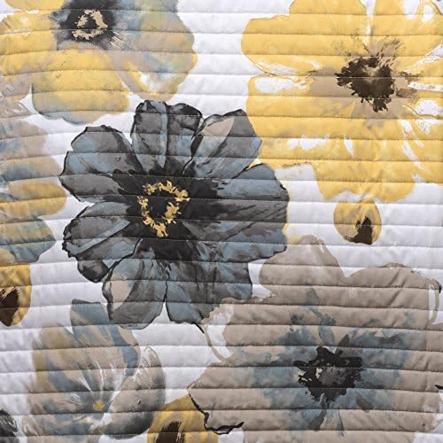 Lush Decor Leah Reversible Floral Quilt Set, 3 Piece Set, King, Yellow