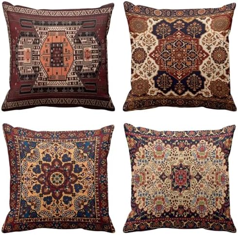 Emvency Throw Pillow Covers Set of 4, 18 x 18 Inch, Carpet Red