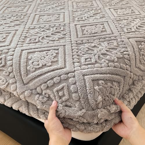 ZIQINPSQ Taffeta Velvet Jacquard Cal King Fitted Sheet - Luxury