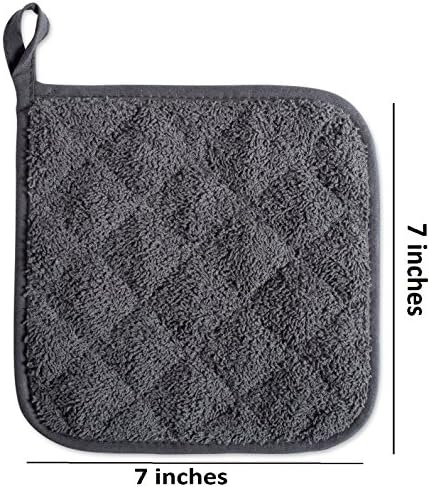 DII Terry Potholders, Mineral Gray, 100% Cotton, 3 Piece