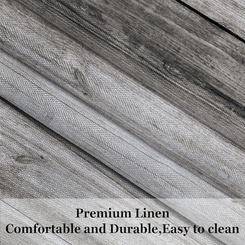 Grey Wood Plank Linen Tablecloth Retro Rustic Gray Wooden Board Grain