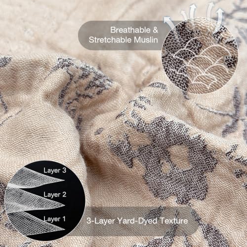 Simple&Opulence Cotton Muslin Blanket Queen 90"x90", Reversible