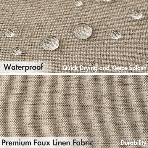 MIULEE 72 x 84 Extra Long Linen Shower Curtain Khaki 12 Metal Hooks