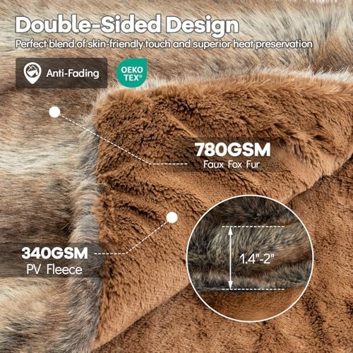 GIANTEX Faux Fur Throw Blanket - 60” x 80” Soft Plush Fuzzy Luxury