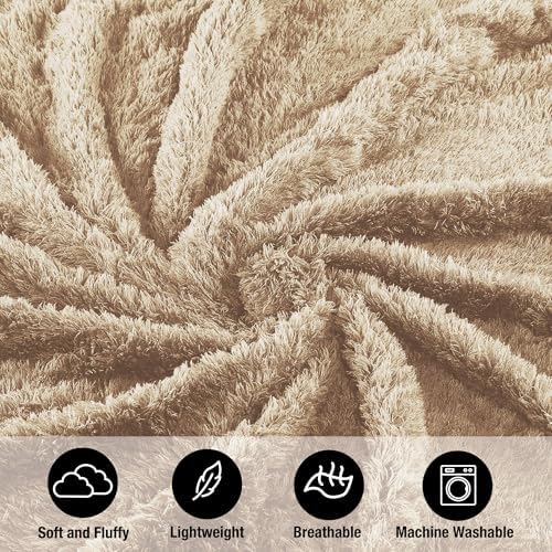 Cozy Chenille Sherpa Throw Blanket, Light Brown, 108" x 90"