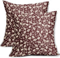 Burgundy Pillow Covers 18x18 Set of 2 Vintage Floral Rustic Old Style