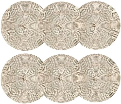 15 Inch Round Placemats Set of 6 Heat-Resistant Stain Resistant