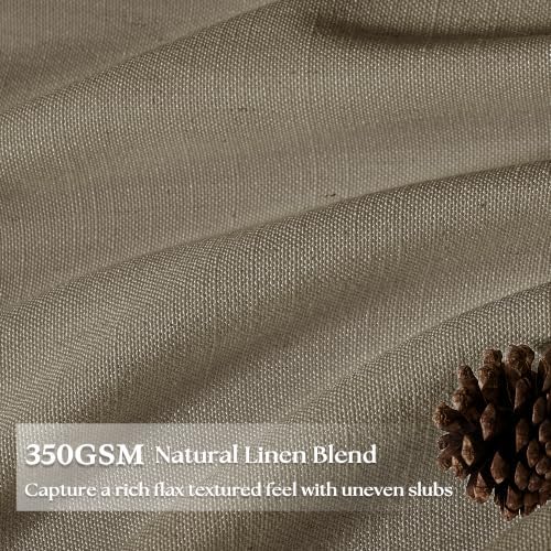 Taupe Pinch Pleated Semi Sheer Linen Curtain 96 Inch Long for Living